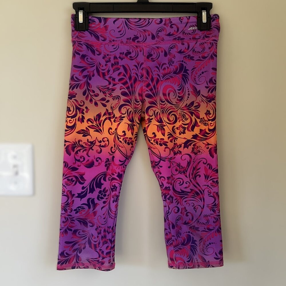 Avia Capri Leggings, Pink Sunset, Size L (10-12)